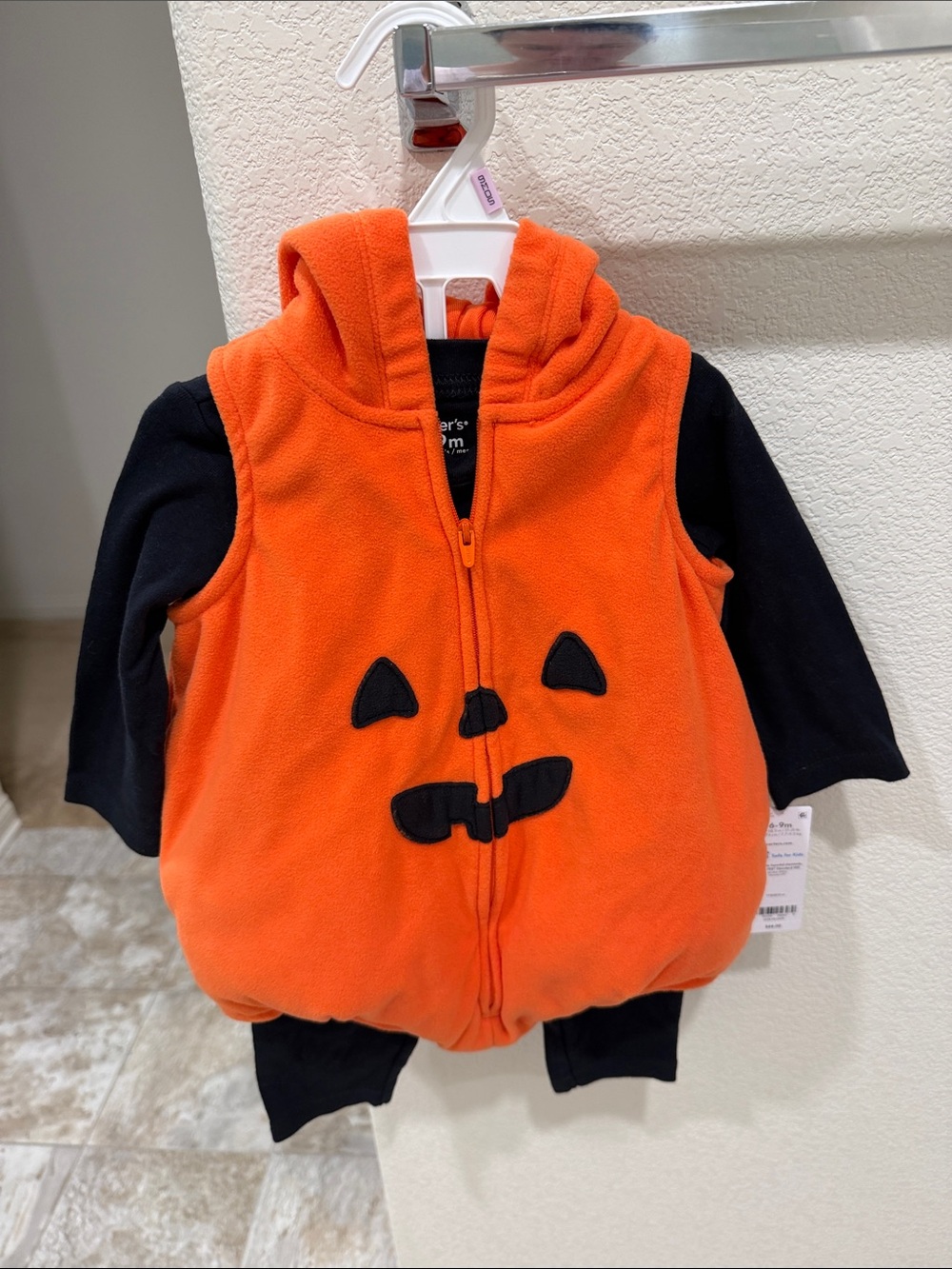 Carters Baby Pumpkin Hoodie One-Piece - Orange & Black